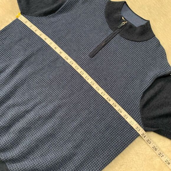 Peter Millar Sweater Mens Large Blue 1/4‎ Zip Merino Wool Blend Knit Golf - Picture 5 of 6